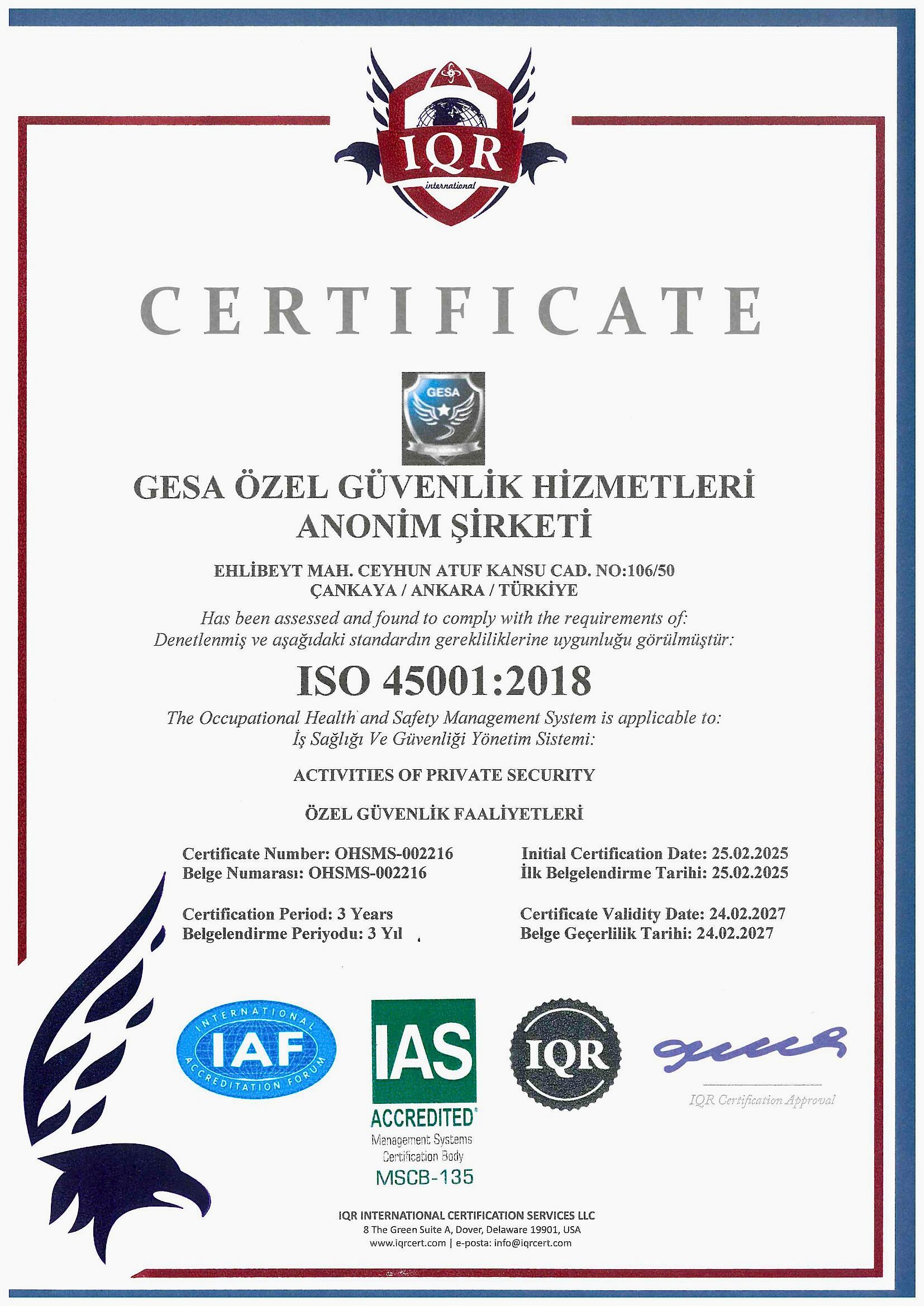 İş Sağlığı ve Güvenliği Yönetimi Sistemi
